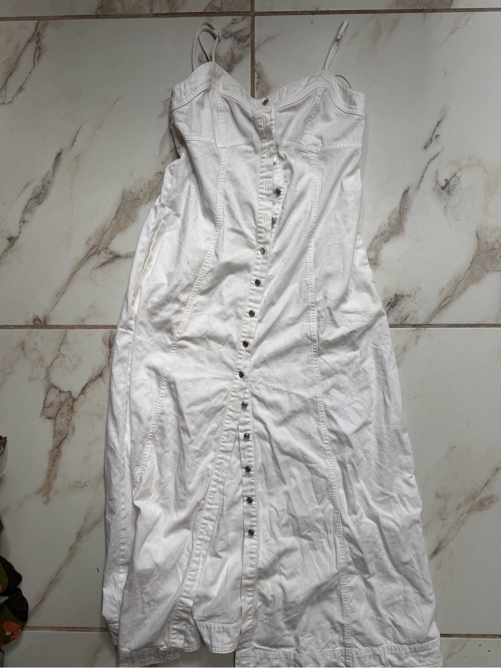 Free People White Strapless Button-Front Midi Dress